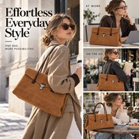 Sac fourre-tout en daim marron personnalisé avec logo, grande capacité, sac à bandoulière en daim et cuir PU pour femmes, travail et voyage