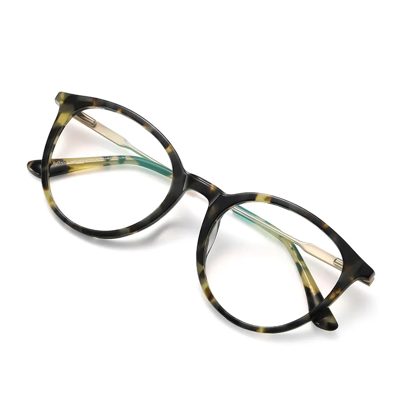 Occhiali da vista in acetato di forma rotonda all'ingrosso occhiali da vista in acetato + metallo BJ9201 per occhiali da donna in stile Ins alla moda