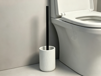 Support de brosse de toilette en résine blanche à rayures verticales, vente en gros directe d'usine, ensemble de brosse de toilette, organisateur de brosse de nettoyage pour toilettes