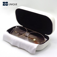 Pochette en tissu blanc de luxe à faible MOQ, boîte d'emballage pour lunettes, étui à lunettes de soleil, logo personnalisé
