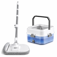 Nouvelle conception – Ensemble seau et serpillière pliables avec séparation eau propre/eau sale, brosse à double pulvérisation et raclette pour le nettoyage des sols domestiques