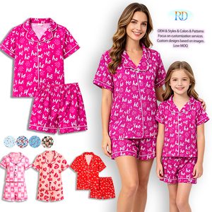Pigiama Estivo Casual per Casa <span class=keywords><strong>e</strong></span> Relax, Set di Abbigliamento da Notte in Morbida Seta di Latte per Bambini <span class=keywords><strong>e</strong></span> Mamma - Product Image 1