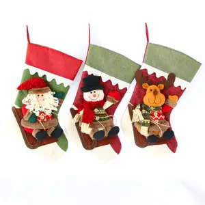 Custom Children Gift Bag Hanging Snowman Elk Christmas Tree Decoration Christmas Stocking Socks Quilted Christmas Stocking
