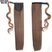 Xinran — Extension capillaire synthétique, postiche lisse et longue, queue de cheval ombrée à enrouler, 22 pouces, 90g, vente en gros