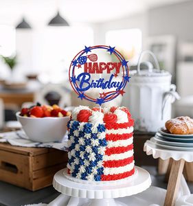 Adorno para Pastel de Feliz Cumpleaños del 4 de Julio, Decoración del 4 de Julio, Decoraciones para el Día de la Independencia y el Día de los Caídos, con Brillo Rojo y Azul - Product Image 4