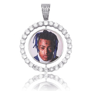Cubic Zirconia Diamanti In Oro Personalizzato Doppio Foto Spining Rotonda Del Pendente Della Collana Iced Out Regalo <span class=keywords><strong>Per</strong></span> Il Mio Ragazzo Di Compleanno - Product Image 4