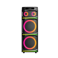 Haut-parleur de fête sans fil Bluetooth en bois Diamond Dual 12'' Woofer TWS 300W avec radio FM et machine de karaoké avec microphone