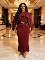 Robe plissée d'été africaine unie, coupe ample, élégante, grande taille pour femmes rondes – Nouveauté très prisée