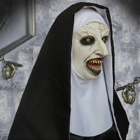Masque intégral en latex Valak, style nonne, pour Halloween, motif fantôme féminin effrayant, accessoire de fête, respirant, tendance, 18+
