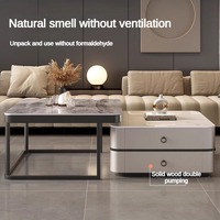 Meuble de rangement extensible de luxe moderne, table basse carrée, en bois doré, en verre, blanche