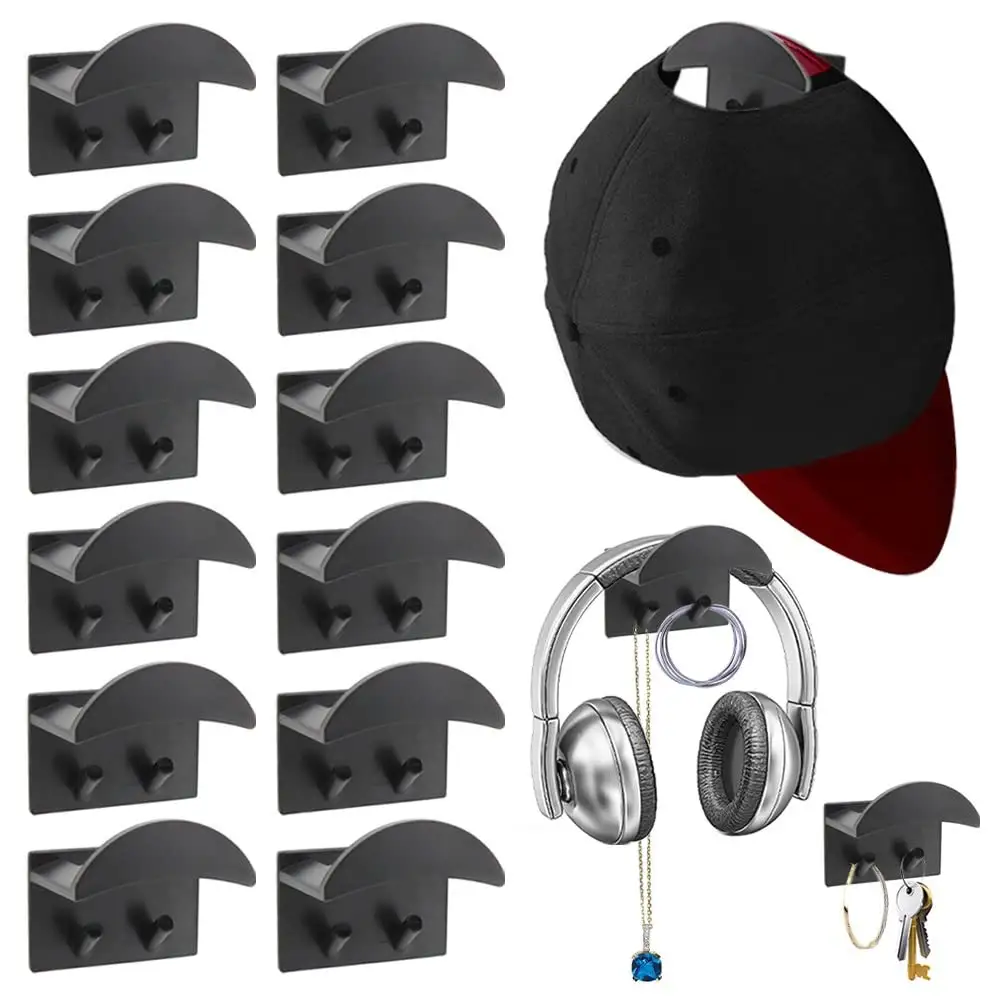 Hat Rack Upgraded Adhesive Hat Hooks, Wall Mount Baseball Cap Hanger Organizer DIY Hat Display Rack Holder for Kids & Men's Room