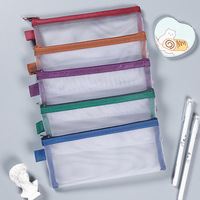 Haute qualité en Nylon coloré maille porte-crayon Transparent fichier sac étudiant stockage clair fermeture éclair pochette impression personnalisée