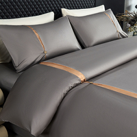 Parure de lit Alenhome 4 pièces 100 % coton à rayures géométriques, housse de couette toutes saisons, drap plat et taies d'oreiller 200TC