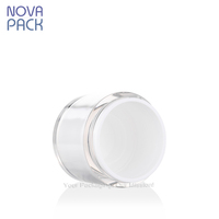 Emballage cosmétique sans air 15ml 30ml 50ml, pot à crème pompe sans air en acrylique blanc et bleu personnalisé, pot pompe sans air pour crème contour des yeux et sérum