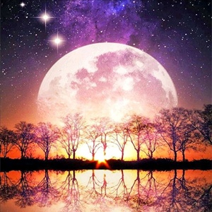 XIXI DIY Peinture au diamant 5D acrylique peinte à la main, paysage coucher de soleil, décoration murale pour salon - Product Image 4