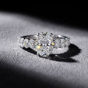 Karats 1 Carat <b>Oval</b> Cut Modern GRA Certified <b>Moissanite</b> Antique Silver Plated Women's Gemstone Wedding Gift <b>Ring</b> Claw Setting - Product Image 4