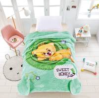 Selimut Bayi Teddy Bear Berbahan Raschel Solid Bermotif Bunga dan Garis, Teknik Nonwoven, Nyaman, Bermotif Kartun