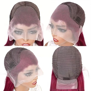 Parrucca 99J 13x4 Lace Front in Capelli Umani Remy Lisci Setosi, Colore Nero Borgogna <span class=keywords><strong>Rosso</strong></span> Vino, Pre-Piumata per Donne - Product Image 2