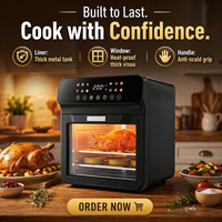 Four à friture à air chaud intelligent moderne de 10,3 L grande capacité 1700W avec commande tactile, chauffage supérieur, fenêtre visible et circulation d'air chaud pour la cuisine