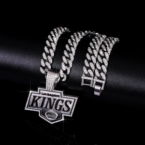 Kalung Liontin Juara NHL Los Angeles Kings, Rantai Cuban Link Berlapis Perak, Gaya Hip-hop, Dijual Pabrik - Product Image 4