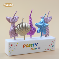 Yachen Nouveau Design Lot de 5 Bougies d'Anniversaire en Cire de Paraffine Thème Sirène Océanique Colorées pour Décoration de Fête de Remise de Diplôme