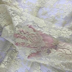 Moda europea y americana, tela de encaje de malla Jacquard dorada de nailon transpirable ligera, tela de Vestido de punto de urdimbre hueca - Product Image 5