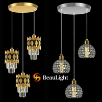 Lustre en cristal de luxe moderne avec suspension pour tables à manger, bars et cuisine, petit modèle suspendu