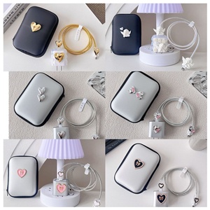 Rose Gold Rhinestone đẹp Electroplated iPhone điện thoại di động Bìa sạc 20W Dây chống bụi Bìa trường hợp Figured Bag Set iPhone - Product Image 1