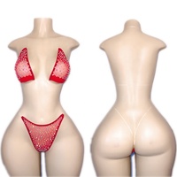 Ensemble de vêtements de danse exotique en maille ornée de strass, populaire en gros