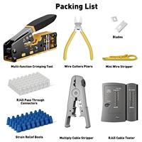 Kit d'outils réseau 8-en-1 : Pince à sertir RJ45 pour connecteurs Cat6, testeur 8P/6P, coupe-fils et lames – Pièces télécom
