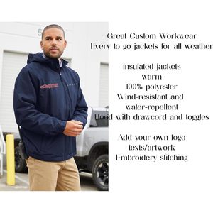 Hombres J327 personalizado bordado con capucha cargador chaquetas Vintage con cremallera Reversible personalizable Logo Textos ODM XS XL Inky Stitch - Product Image 2