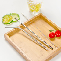 Ensemble de pailles à boire portables et réutilisables en acier inoxydable de qualité alimentaire avec sac écologique et brosse de nettoyage, accessoires de bar
