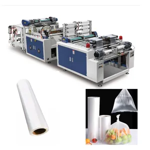 Automatic high speed double lines polyethylene plastic fruit vegetable clear bag on roll making machine