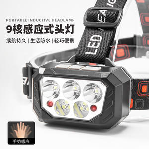 Linterna frontal LED recargable transfronteriza con sensor de movimiento, alcance de 300-499 m, para minería, pesca nocturna y uso en exteriores - Product Image 2