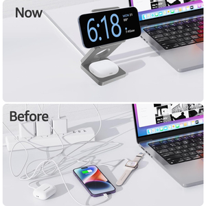 Estación de carga inalámbrica plegable de 15W de aleación de aluminio Qi2 3 en 1 de fábrica OEM, potencia de salida de 7W para iPhone IWatch para <span class=keywords><strong>AirPods</strong></span> - Product Image 6