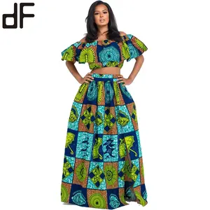 Groothandel Mode Vrouwen Afrikaanse Kleding Jurken En Rokken Geplooid Lange Maxi Stretchy Rok Afrikaanse Dashiki Rok Print Volwassenen Df