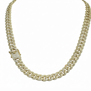 Collar Hiphop Unisex KIVORA de Plata 925 con Moissanita, Cadena de Eslabones, Corte Brillante Redondo, Microincrustaciones, para Uso Diario - Product Image 4