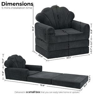 TenderPlayful OEM personalizado negro plegable perezoso sofá cama silla convertible sofá de piso con reposabrazos y soporte para la espalda - Product Image 2