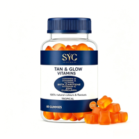 Gummies Accélérateurs de Bronzage OEM Tan Glow Vitamins – Produits de Beauté à base de Bêta-Carotène et Vitamine D pour un Teint Naturellement Hâlé – 60 Unités