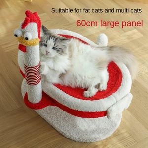 Árbol rascador único para gatos con forma de gallina, poste de sisal duradero, torre para gatitos con cama de terciopelo suave, muebles modernos para mascotas - Product Image 4