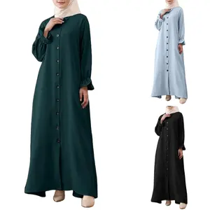 Style décontracté rétro femmes cardigan swing robe musulman conservateur femmes chemise longue jupe indonésienne malaisie moyen-orient