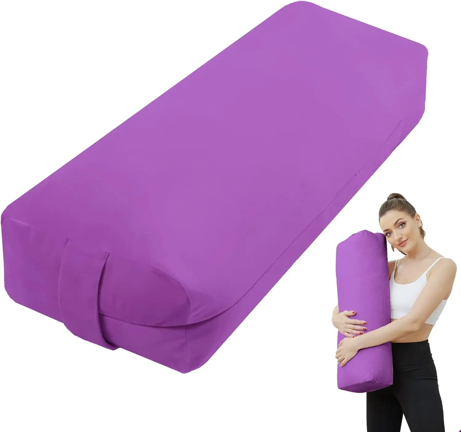 JIKE bantal Yoga-Bantal Guling Yoga untuk pemulihan Yoga-bantal meditasi dengan penutup beludru, diisi dengan katun lembut, ungu