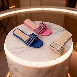 Sandalias Planas de Lujo Personalizadas con Pedrería Brillante para Mujer, Ligeras, Antideslizantes, Tipo Chanclas - Product Image 1