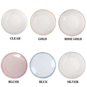 Assiette de présentation ronde transparente de 13 pouces de style européen avec bord perlé pour mariages, assiettes rigides pour fruits et collations - Product Image 5