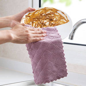 Rouleau de serviette en molleton de corail, vente en gros, haute qualité, facile à nettoyer, design de diamant, essuie-tout de cuisine, thé, - Product Image 3