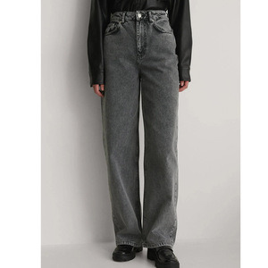 <span class=keywords><strong>Jeans</strong></span> Vintage personalizzato <span class=keywords><strong>grigio</strong></span> fidanzato <span class=keywords><strong>donna</strong></span> di tendenza pantaloni larghi in Denim pantaloni quadrati - Product Image 2