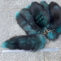 Queue de renard noire en fourrure véritable, grande taille 40 cm, en cristal, en gros, pour porte-clés