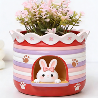 Pots de plantes décoratifs en résine peints à la main, style aventure naturelle moderne, ajoutent une touche ludique à votre maison ou votre bureau