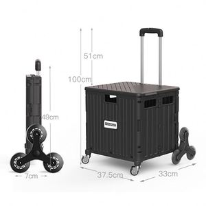 Black 50 Lb Stair Wheels Load Collapsible Storage Cart Trolley Folding Portable Trolley Foldable Cart