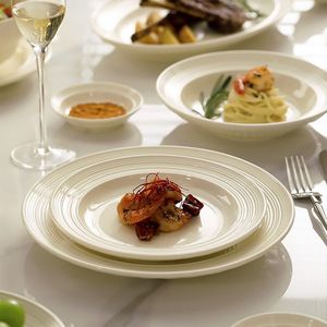 Ceramic Dinner Plate Round Cream Color Solid Pattern For Party Food Serving - Product Image 3